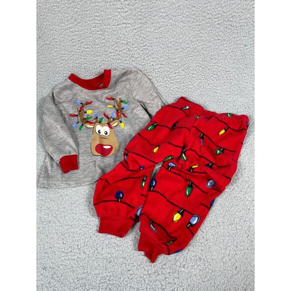 Jolly Jammies Toddler Size 2T Pajama Set Reindeer Christmas Lights - Picture 1 of 6